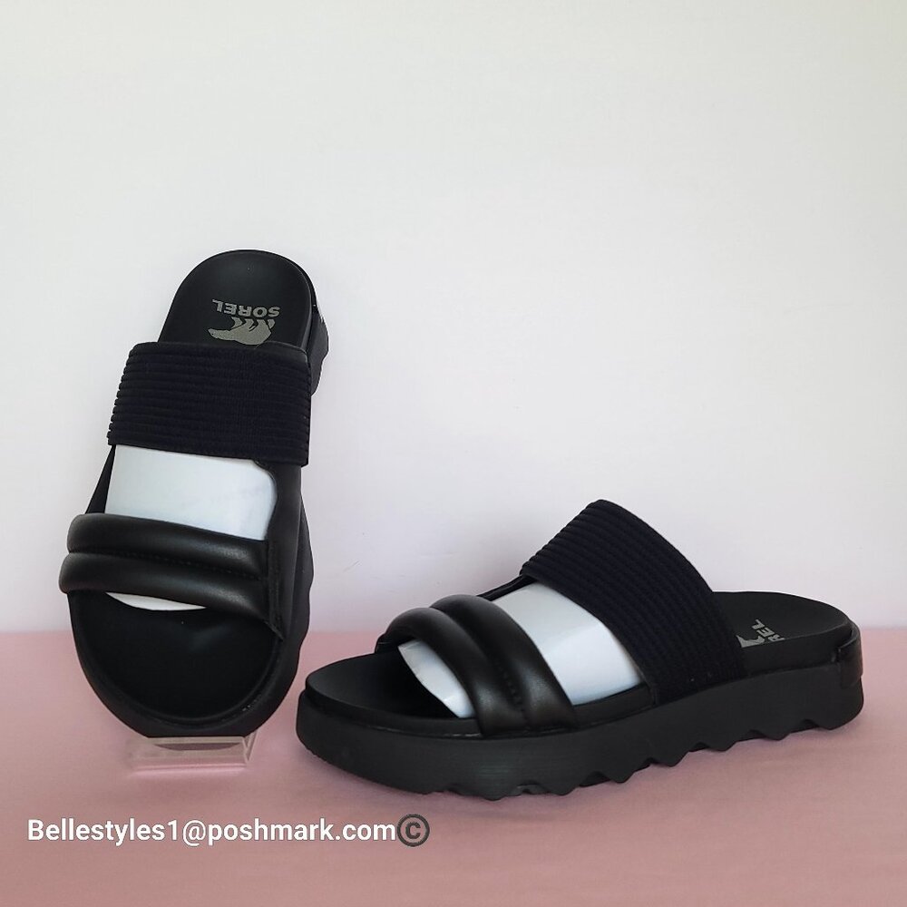 SOREL Viibe Fabric & Leather Platform Two-Straps Slip-On Slide- Women’s Size 9.⭐ - Picture 5 of 16